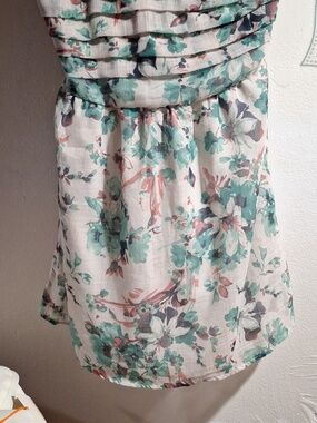 dELiA*s Strapless Floral Dress in Cream and Teal Like New. Missing A Belt